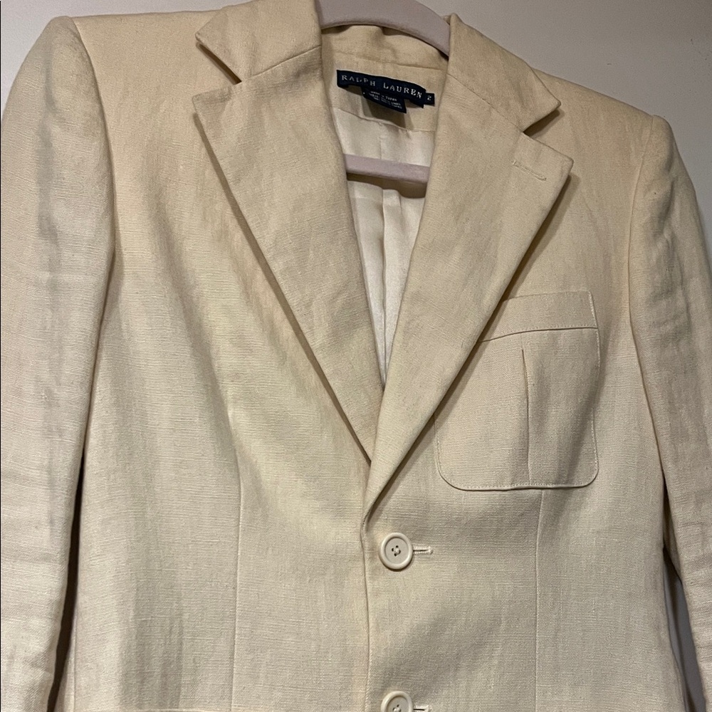 Ralph Lauren Vintage Women’s Lemon yellow Blazer pockets size 2